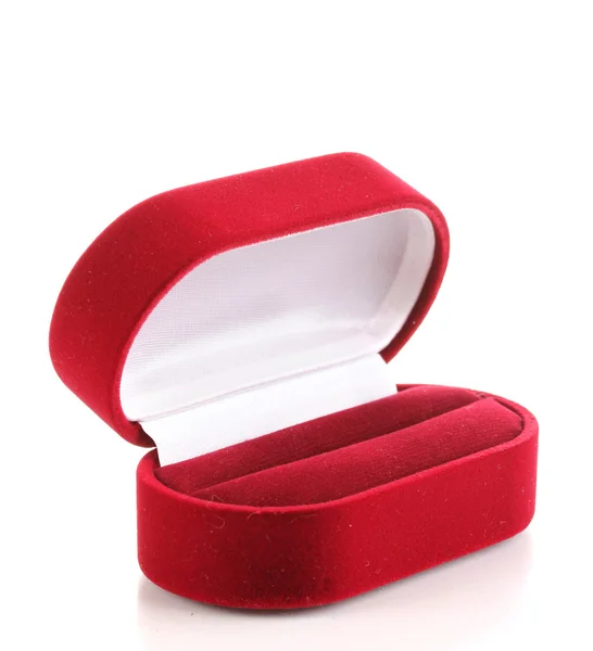 Boîte à bijoux rouge isolée sur blanc — Photo