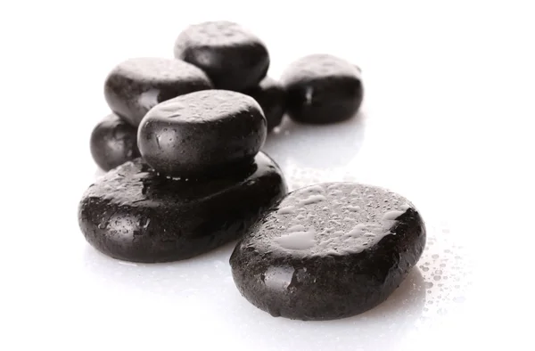 Wellness kameny s kapky izolované na bílém — Stock fotografie