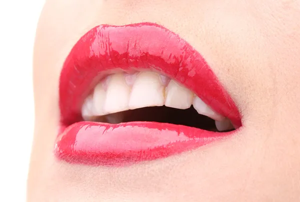 Beautiful make up of glamour red gloss lips Stock Image