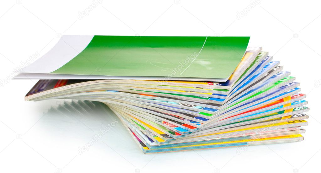 Stack of magazines isolated on white — Stock Photo © belchonock #9658579