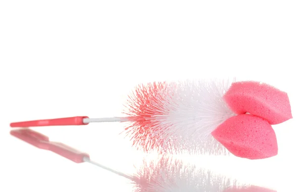 Reinigingsborsteltje geïsoleerd op wit roze — Stockfoto