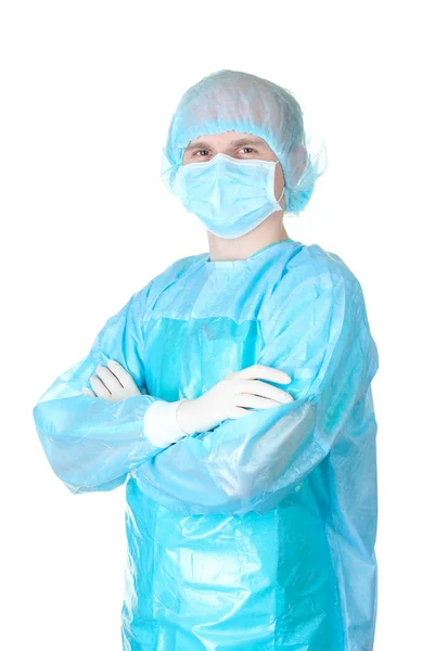 Молодий хірург ізольований на білому — стокове фото