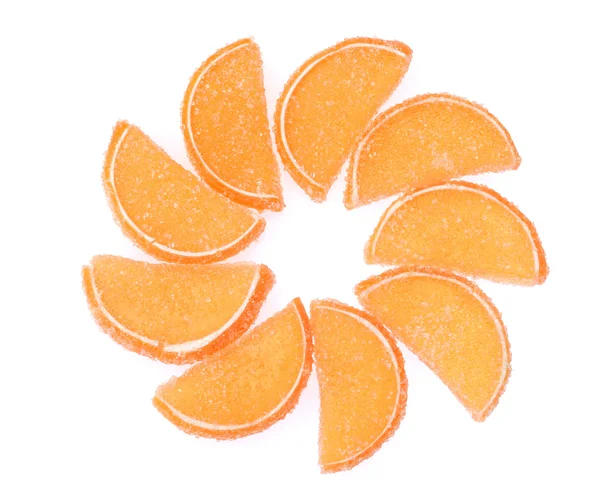 Bonbons à la gelée d'orange isolés sur blanc — Photo