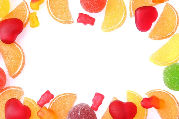 Marco de caramelos de jalea de colores aislados en blanco —  Fotos de Stock