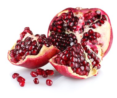 Ripe pomegranate fruit isolated on white clipart