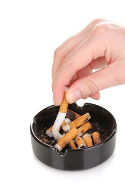 Putting out cigarette butt isolateed on white clipart