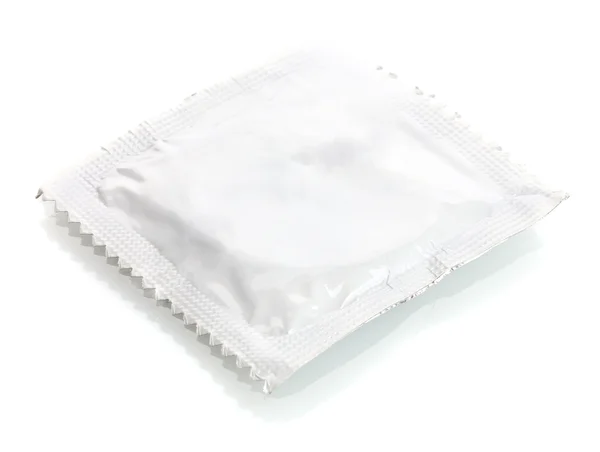 One condom isolated on white — Stock Photo, Image