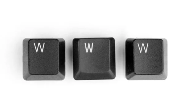 Toetsenbordtoetsen zeggen www geïsoleerd op wit — Stockfoto