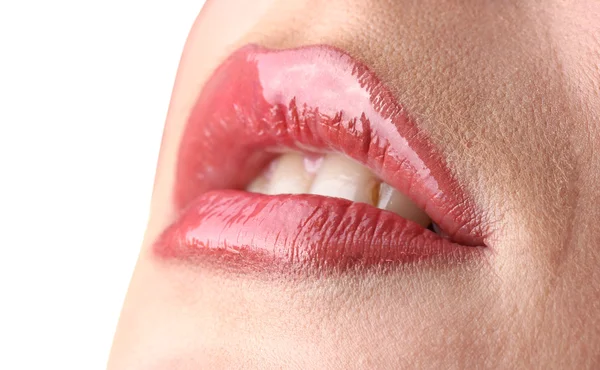 Güzel parlak dudak makyaj — Stok fotoğraf