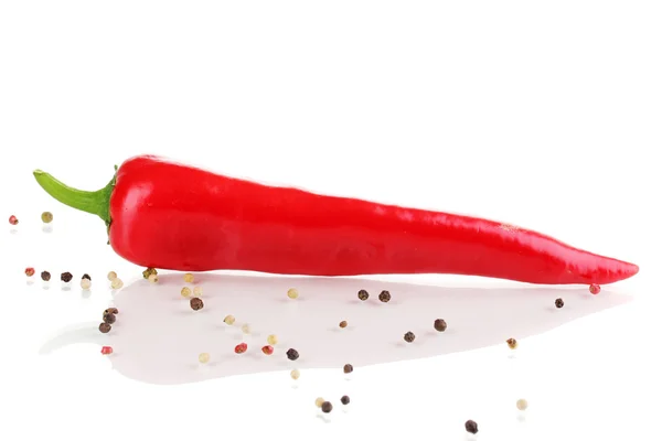 Pimenta quente vermelha isolada em branco — Fotografia de Stock