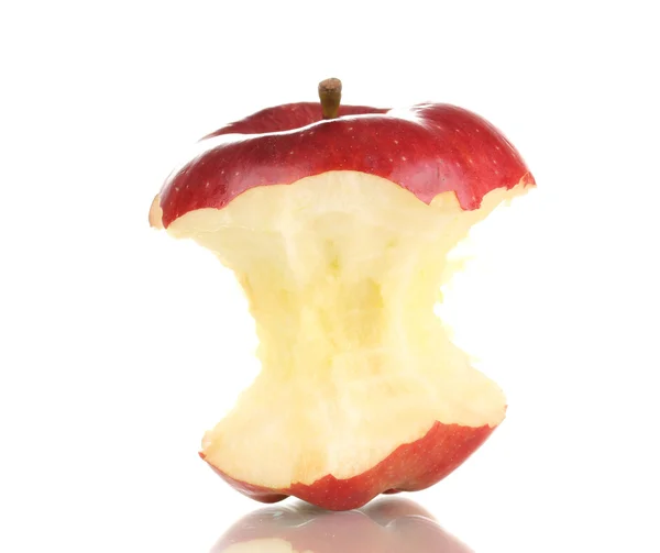 Червоне кусане яблуко ізольоване на білому — стокове фото