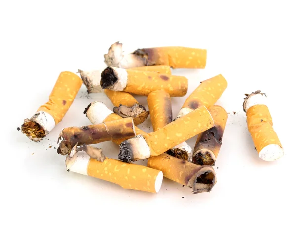 Rabos de cigarro isolados em branco — Fotografia de Stock