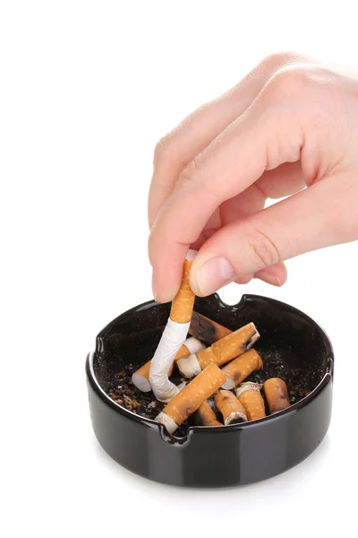 Att sätta ut cigarett rumpa isolateed på vit — Φωτογραφία Αρχείου