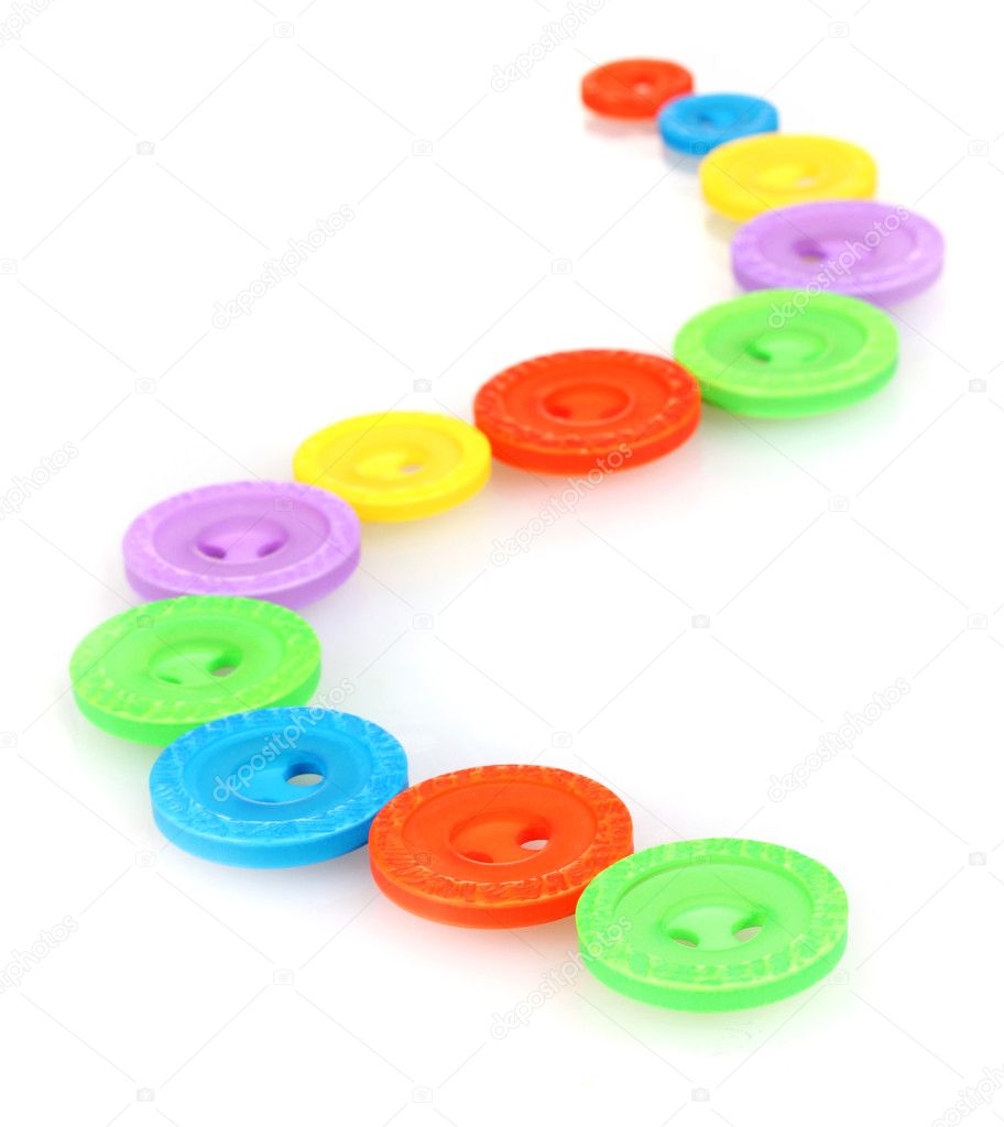 Bright sewing buttons isolated on white
