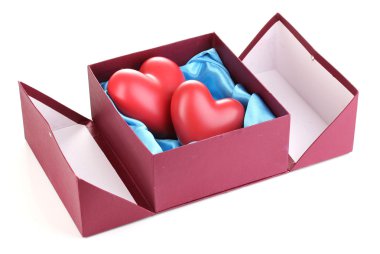 Hearts in box isolated on white clipart