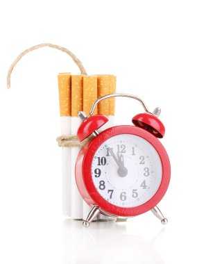 Cigarettes tied with rope and wick isolateed on white clipart