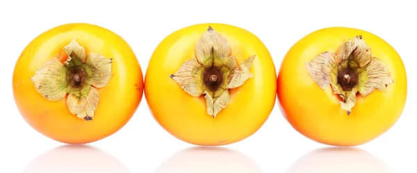 Trois persimmons appétissants en file isolés sur du blanc — Photo