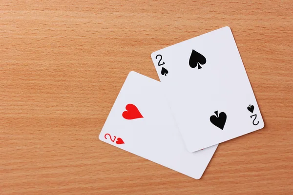 Two cards on wooden background — Stock Photo, Image