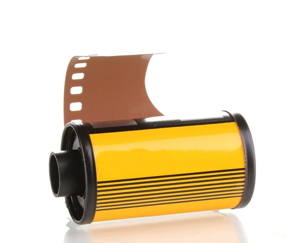 Nuova pellicola fotografica in cartuccia isolata su bianco — Foto Stock