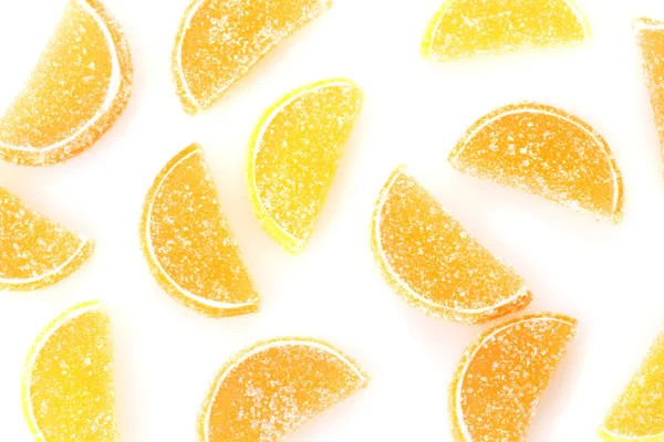 Orange jelly candies isolated on white — Stock Photo, Image