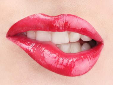 Beautiful make up of glamour red gloss lips clipart