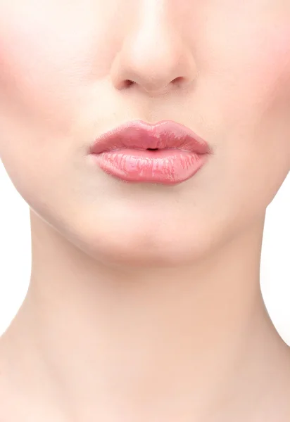 Schönes Make-up aus glänzenden Lippen — Stockfoto
