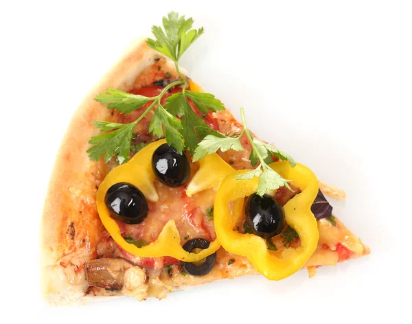 Deliciosa rebanada de pizza aislada en blanco —  Fotos de Stock