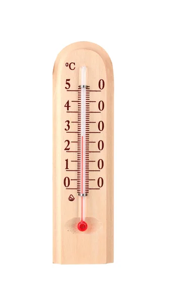 Thermomètre en bois isolé sur blanc — Photo