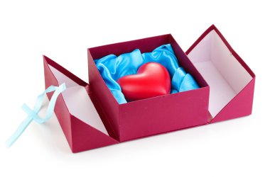 Heart in box isolated on white