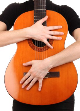 gitar beyaz üzerine izole