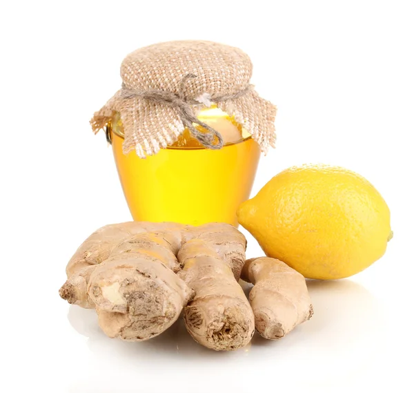 レモンと生姜、蜂蜜の分離白 — ストック写真