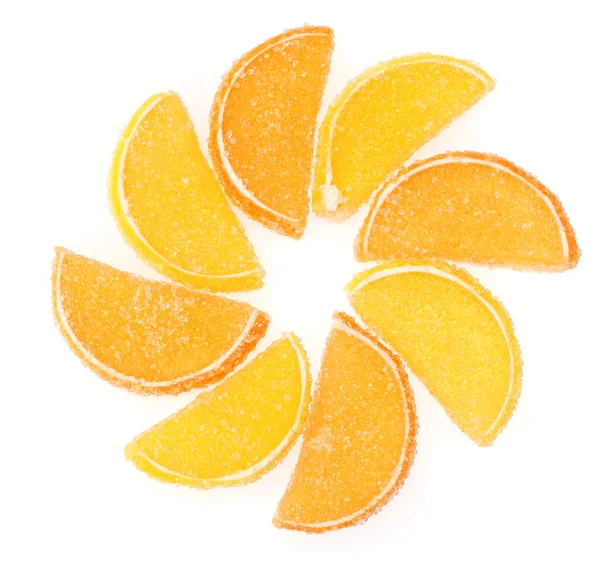 Καραμέλες ζελέ πορτοκάλι που απομονώνονται σε λευκό — Φωτογραφία Αρχείου