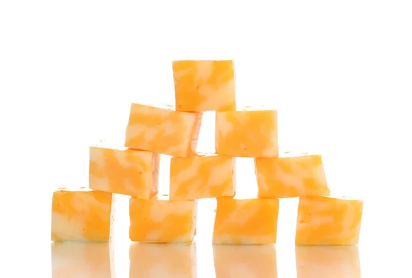 Cheese pyramid isolated on white — Stock Photo, Image