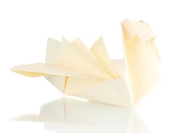 Cisne de papel de origami aislado en blanco — Foto de Stock