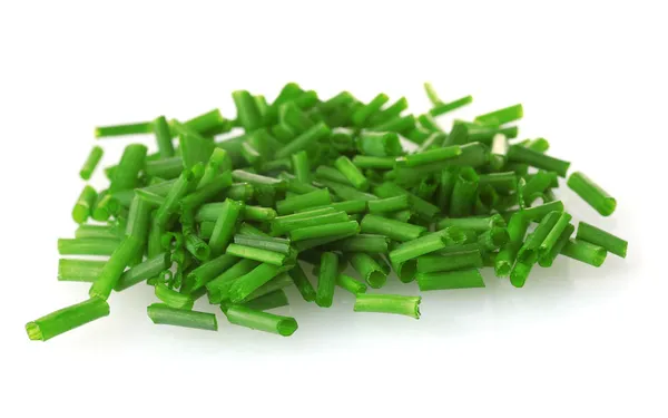 Gyönyörű zöld hagyma metélőhagyma elszigetelt fehér — Stock Fotó