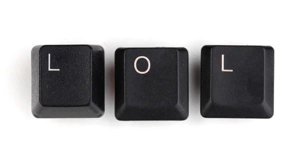 Toetsenbordtoetsen zeggen lol geïsoleerd op wit — Stockfoto