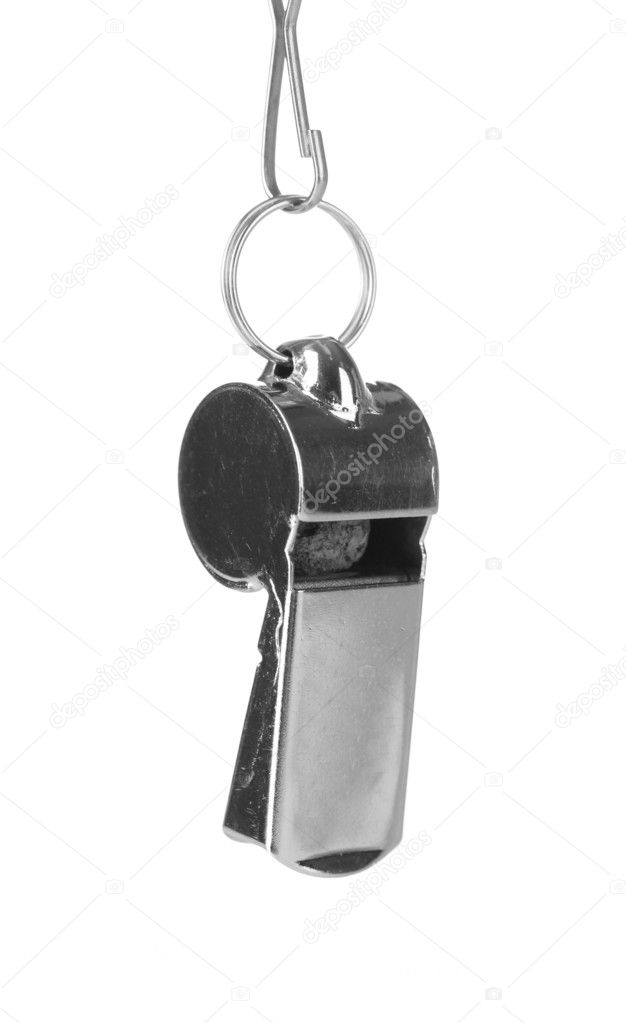 Sport metal whistle isolated on white