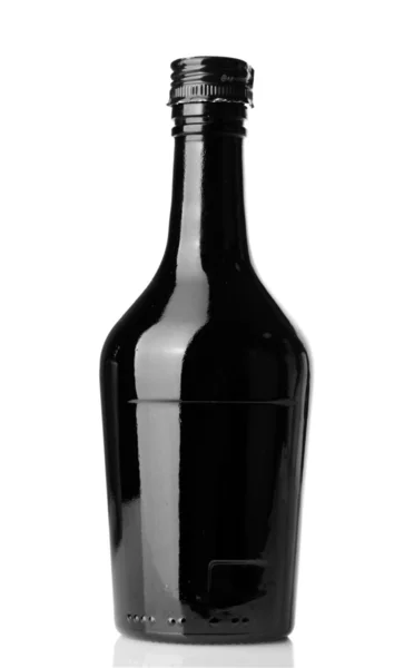 Beautiful black bottle isolated on white — Stock Photo, Image