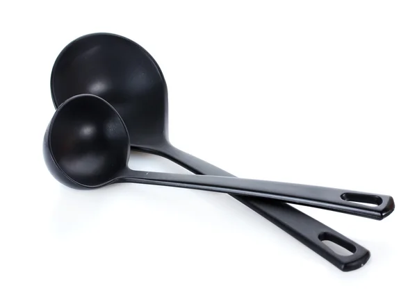 Cucharones de cocina negro aislado en blanco —  Fotos de Stock
