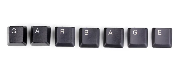Клавиатурные клавиши говорят мусор изолирован на белом — стоковое фото