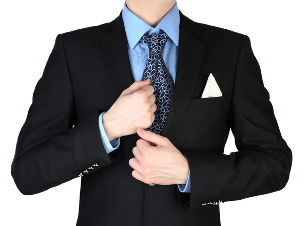 白で隔離されるネクタイを持ったビジネスマン — ストック写真