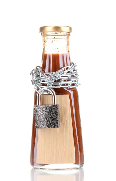 Secret ingredient with chain and padlock isolated on white — Stock Photo, Image