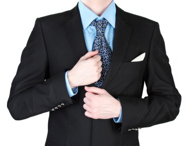 işadamı ile üzerine beyaz izole kravat