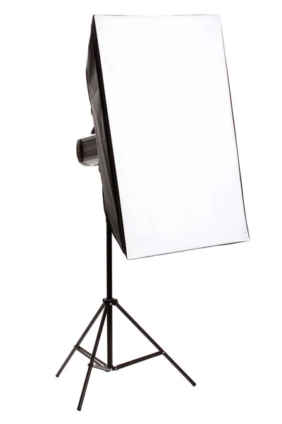 Studio flash con soft-box su sfondo bianco — Foto Stock