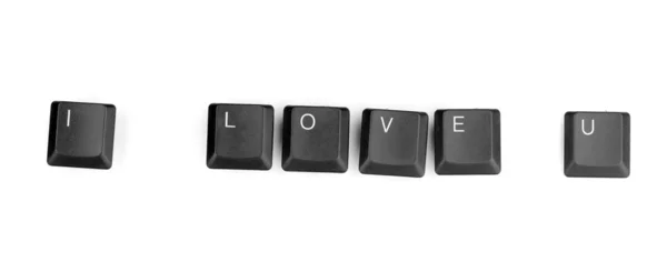 Πληκτρολόγιο κλειδιά λέει ' αγαπώ απομονωθεί σε λευκό — Φωτογραφία Αρχείου