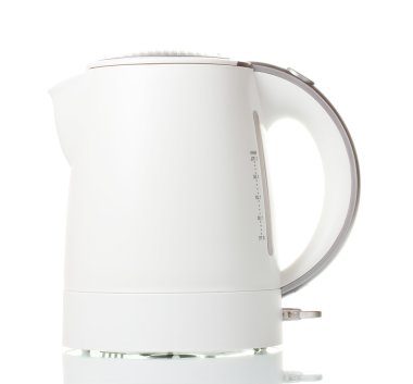 White electric kettle isolated on white clipart