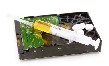 sabit disk sürücüsü üzerinde beyaz izole onarım Tarih