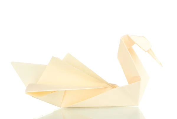 Origami cygne en papier isolé sur blanc — Photo