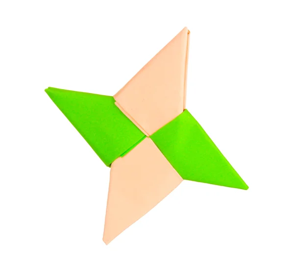 Origami papier ster geïsoleerd op wit — Stockfoto