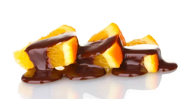 Naranja madura en rodajas con chocolate — Foto de Stock